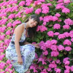 La Dame aux Hortensias ! robe imprimée papillons mauves